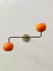 Orange Brass Wall Sconce 1950s Mid Century Brass Italian Adjustable - Picture 1 of 5