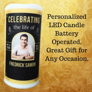 Personalized Photo Flameless LED Candle Celebration of Life In Loving Memory - Picture 1 of 3