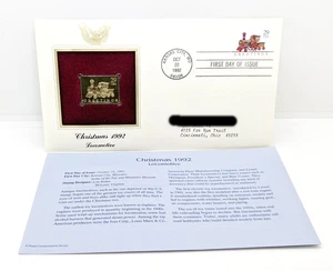 Weihnachten 1992 Lok 22K Gold Ersttagsausgabe 29 Cent Briefmarke - Bild 1 von 3