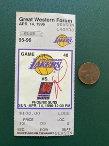 MAGIC JOHNSON LAST GAME @FORUM 1996 SUNS LAKERS TICKET STUB EJECTED BUMP REF - Picture 1 of 2