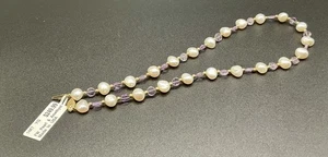 14kt Yellow Gold Freshwater And Amathyst 17” Necklace Vintage Living Estate - Picture 1 of 4