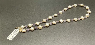 14kt Yellow Gold Freshwater And Amathyst 17” Necklace Vintage Living Estate - Image 1 of 4