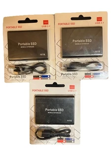 3 Pack Portable SSD 16tb Hard Drive Enclosure Type-C USB 3.2 Sealed Packages - Picture 1 of 3