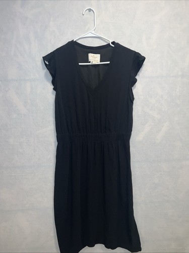 Abito nero Kate Spade in crepe con maniche svolazzanti taglia 8