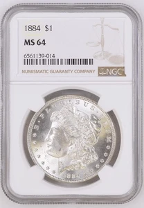 1884 Morgan Silver Dollar NGC MS 64 - Bild 1 von 2