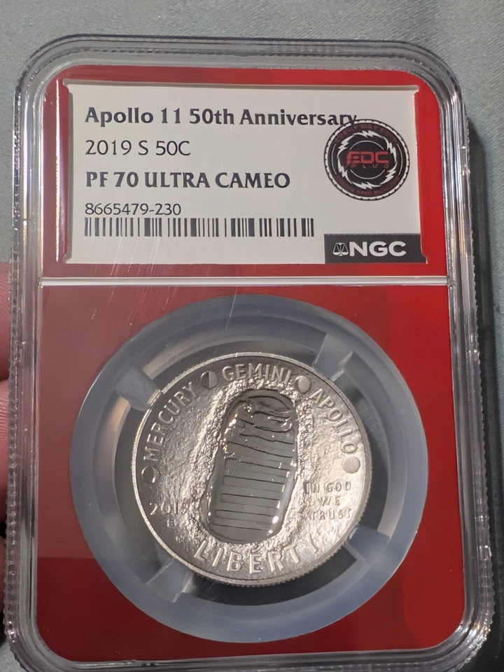 APOLLO 11 50th Anniversary 2019-S 50C PF 70 Ultra Cameo Coin - NGC - Image 1 of 4