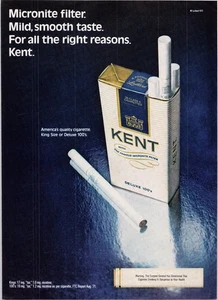 Filtro de micronita anuncio impreso vintage Kent Deluxe 100's Cigarettes 1972 - Imagen 1 de 1