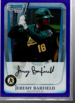 A0151- 2011 Bowman Chrome Prospects Purple Refractors #BCP3 Jeremy Barfield /700 - Image 1 of 2