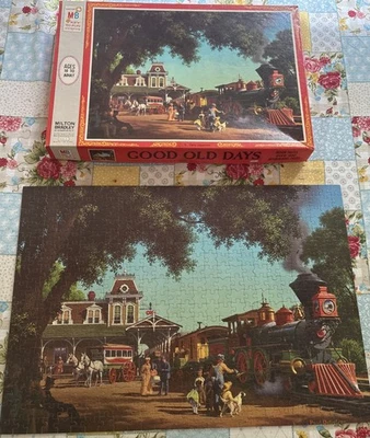Vintage Milton Bradley Good Old Days 500pc Early Departure Train 4181-5 Puzzle - Image 1 of 4