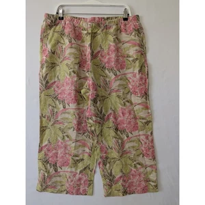 J.Jill Leinenhose Blumenmuster Cropped weites Bein Large Petite Casual Resort neu - Bild 1 von 10