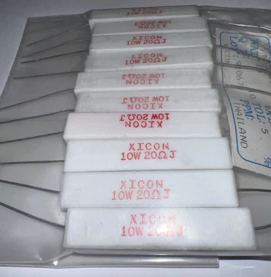 Xicon 20 Ohmios 10 Vatios Cerámica Resistencia Alambre Herido 5% Tolerancia Nuevo (PAQUETE DE 10) Foto 1 de 4