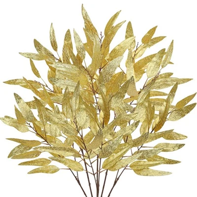 Hojas de oro de 33,5" para árbol de Navidad, tallos de hojas de Navidad brillantes, sin derramar... Foto 1 de 4