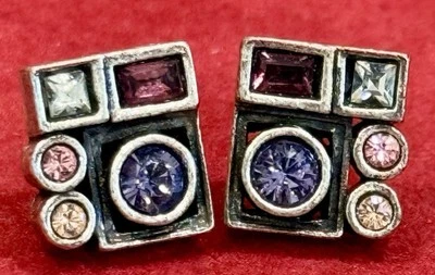 Pendientes para mujer Patricia Locke EE. UU. placa de plata perforada cristales de Swarovski 2007 Foto 1 de 4