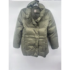 Chaqueta Abrigo Jill Mujer Verde Oliva Puffer A Presión Frente Cuello Alto Invierno Cálido M - Imagen 1 de 8