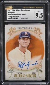 2021 Topps Allen & Ginter Chrome Carl Yastrzemski Orange Auto #/25 CSG MINT+ 9.5 - Picture 1 of 2