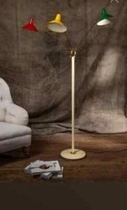 Adjustable Italian Mid-Century 1950.s Stilnovo Style Floor Lamp Marble Brass - Picture 1 of 9
