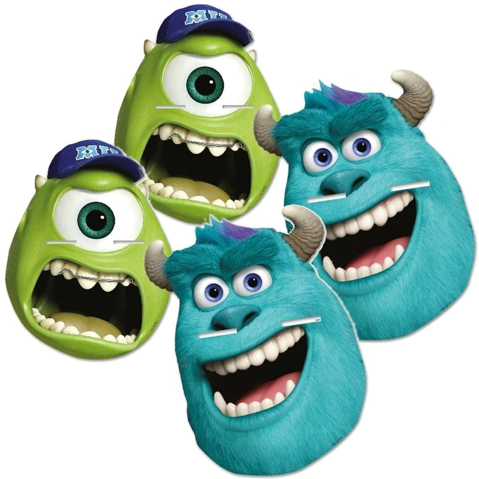 Set of 4 Monsters University Card Face Masks - Childrens Kids Party Masks - Image 1 of 1