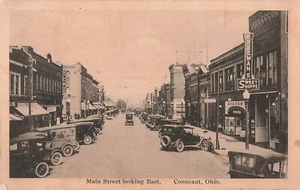 Conneaut, Ohio Postcard Main Street Classic Cars Great Signs PM 1923      C2* - Picture 1 of 2