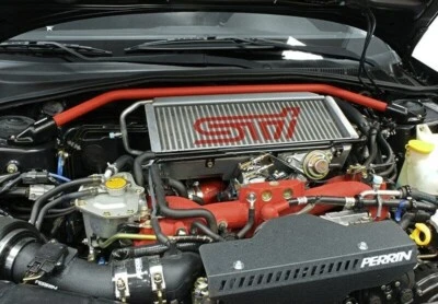 Perrin Performance Front Strut Tower Bar (Red) for 2008-2021 Subaru WRX / STi - Изображение 1 из 4