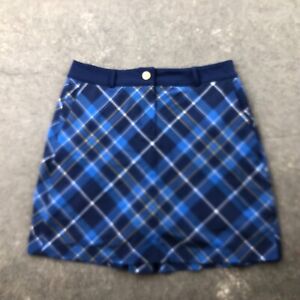 Lady Hagen Skort Womens 2 Blue Plaid ChePockets Stretch Golf Tennis Skirt Shorts