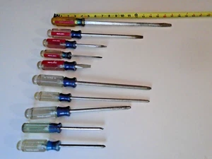 Craftsman Screwdriver set Lot of 10 Phillips and Flat Tips Made in USA long - Foto 1 di 6