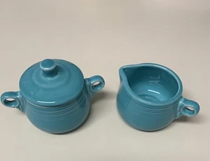 Fiestaware, MY FIRST FIESTA, Childs,sugar Bowl And Creamer Set Turquoise - Picture 1 of 5
