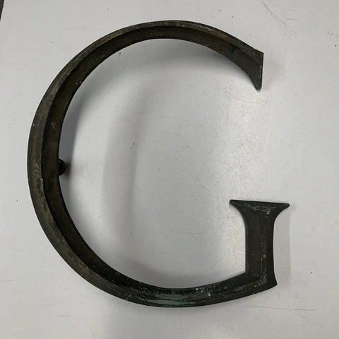 Antique Letter G - Building Marquee Sign Gothic Cast Bronze Brass Art Deco Cover