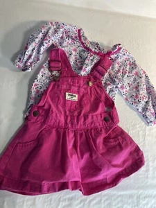 Maglione completo due pezzi Oshkosh b'gosh bambina rosa caldo floreale Dreds 12 mesi - Foto 1 di 3