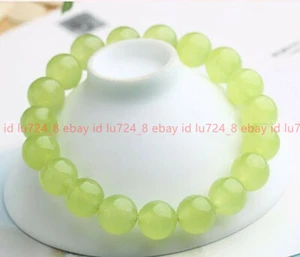 6/8/10/12/14mm Natural Green Peridot Gemstone Round Beads Stretch Bracelet 7.5'' - Picture 1 of 12