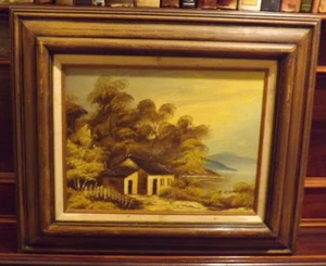 Nature Scene With Home Original Oil Painting On Canvas, Signed, Good Condition. - Picture 1 of 10