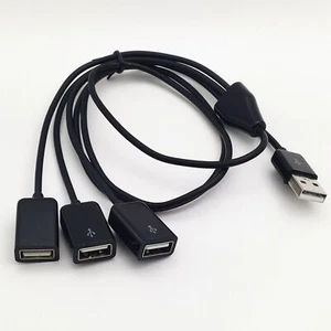 Power 3 in 1 USB Ports For PC/Car/Laptop Cable Cord 3 ft/3 in/1 Multi Extension - Picture 1 of 8