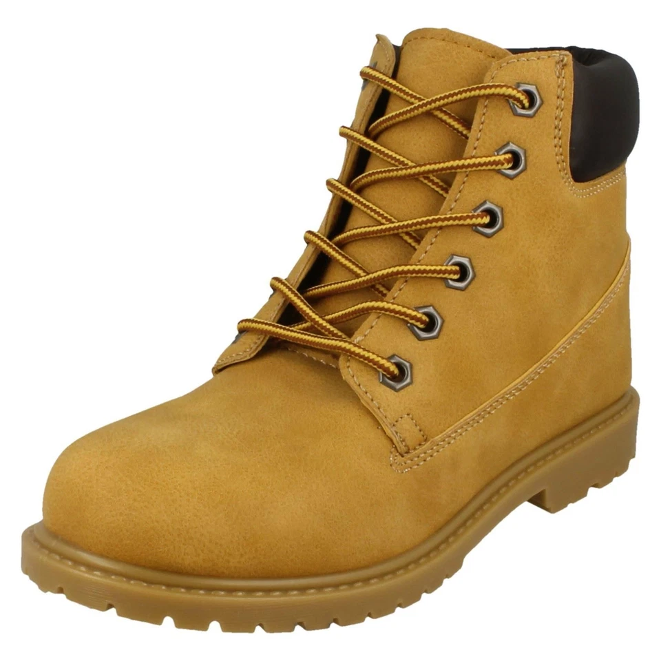 Mujer Spot On Marrón Sintético Estilo Militar Combate Botines: F50874 - Imagen 1 de 1