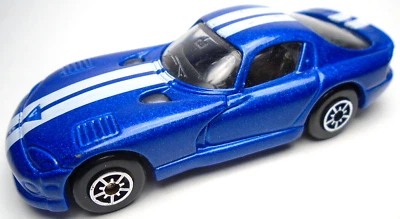 MAISTO DODGE VIPER BLUE 1:64 DIECAST 2 7/8" CAR WITH WHITE STRIPES & SILVER RIMS - Image 1 of 4