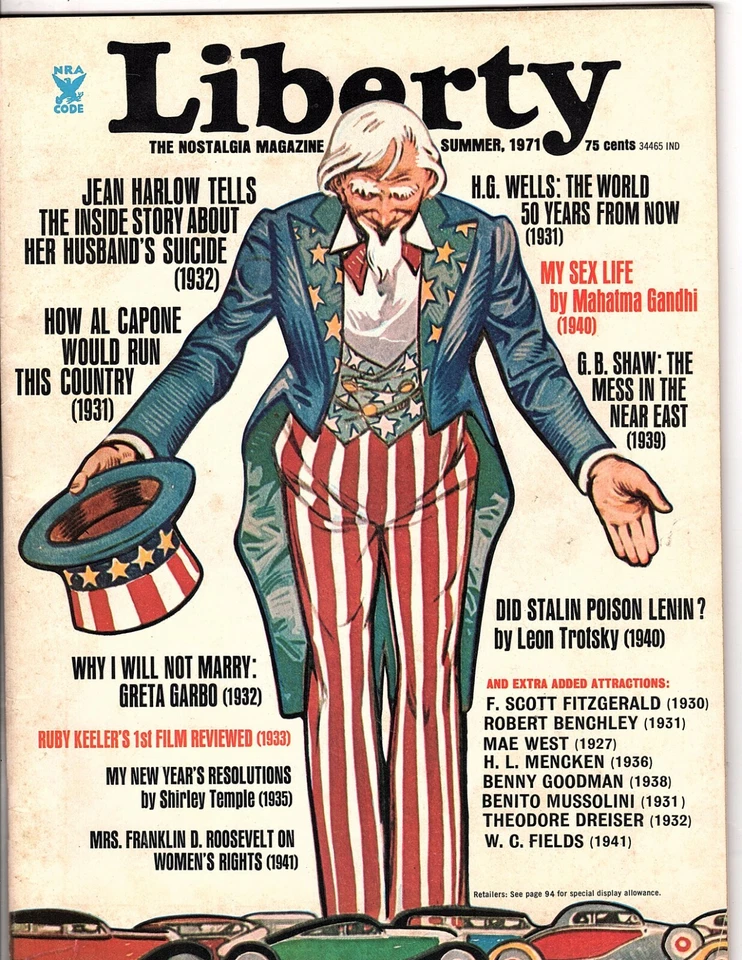 Liberty Magazine Uncle Sam Patriotic Cover Summer 1971 Greta Garbo (j1000 Foto 1 de 2