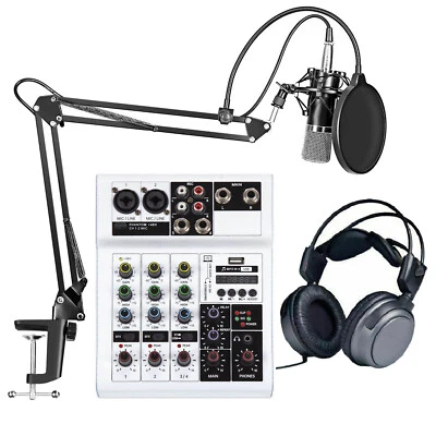 Home Recording Studio Bundle Vocal Condenser Mic Kit Headphones Mixer Interface  - Image 1 of 4