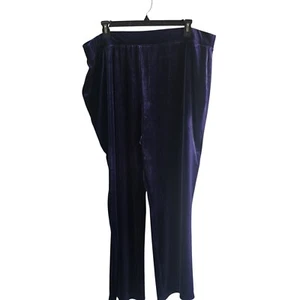 Susan Graver Wide Leg Pants Women SZ 2X Navy Blue Velvet Glam NYE Holiday Winter - Picture 1 of 4