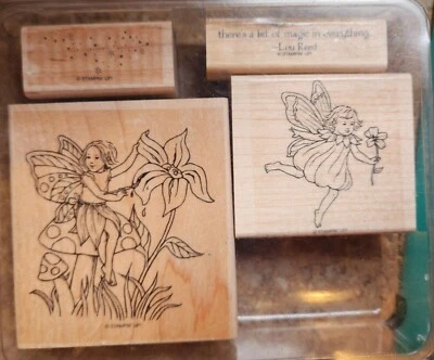 Estampación de sello de goma hadas flores de setas. A Little Bit of MAGIC EuC LEER Foto 1 de 2