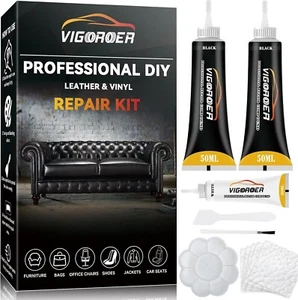 Kit Riparazione Pelle Nera per Mobili, Kit Riparazione Sedili in Pelle per Auto, Facilmente - Foto 1 di 14