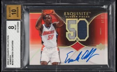 Emeka Okafor 2006-07 Upper Deck Exquisite Number Pieces Patch Auto /50 BGS 8 - Image 1 of 2