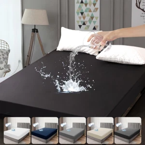 Waterproof Fitted Bed Sheet Matress Protector Extra Deep 30 cm Bed Covers - Picture 1 of 61