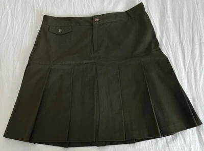 Новый без ЯРЛЫКОВ Tommy Hilfiger армия зеленый плиссированные трапециевидная мини юбка размер 12 школьница - Изображение 1 из 4