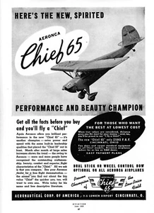 1939 Aeronca Chief 65 Aircraft Ad 6/8/2025h - Picture 1 of 1