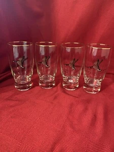 Juego De 4 GAFAS HIGHBALL GANSOS CON ADORNOS DORADOS VINTAGE - Imagen 1 de 23