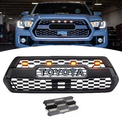 Parrilla de parachoques delantero para Tacoma 2016-2023 con luces LED ámbar y sensor de decoración Foto 1 de 4