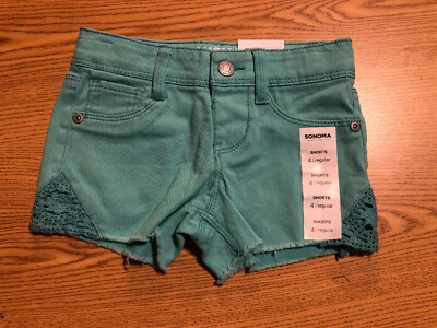 SONOMA Girls Jeans SHORTS 4 Reg Mint Green Retail $24 (s-blk-23-38) - Image 1 of 4