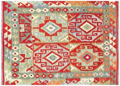 Afghan Maimana Kelim Teppich 120x180 Handgewebt Bunt Geometrisch Handarbeit f - Bild 1 von 4