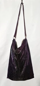 Vintage seltene große WHITING und DAVIS LILA METALL NETZ MEDIUM ABEND SCHULTERTASCHE - Bild 1 von 6