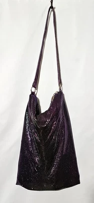 BOLSO DE HOMBRO DE NOCHE MEDIANO DE MALLA METÁLICA PÚRPURA WHITING y DAVIS raro de colección Foto 1 de 4