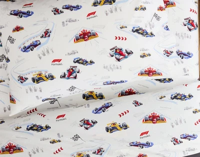 Juego de sábanas orgánicas Pottery Barn Kids FORMULA 1 completo nuevo con etiquetas Foto 1 de 3
