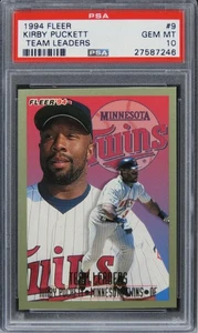 Fleer Kirby Puckett Team Leaders Hof #9 1994 PSA 10 gemas como nuevo - Imagen 1 de 2